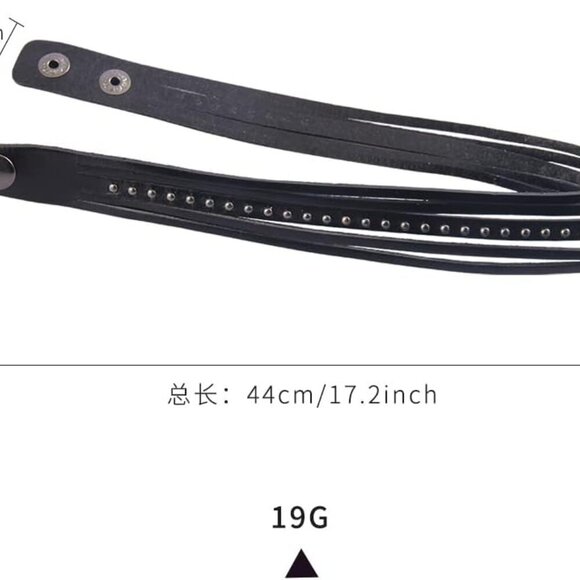 Black Punk Leather Cuff Bracelet for Men Women, Adjustable, Gothic Style, Comfor - Picture 7 of 7